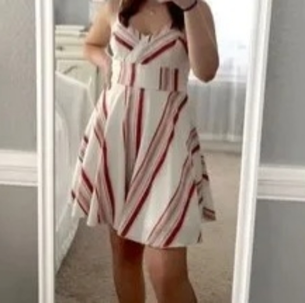 Francesca's Collections Red and White Striped Kids Dress